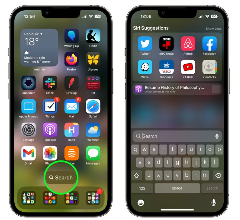 甘肃苹果手机维修分享升级到 iOS 16 后，如何删除主屏幕上的搜索按钮 