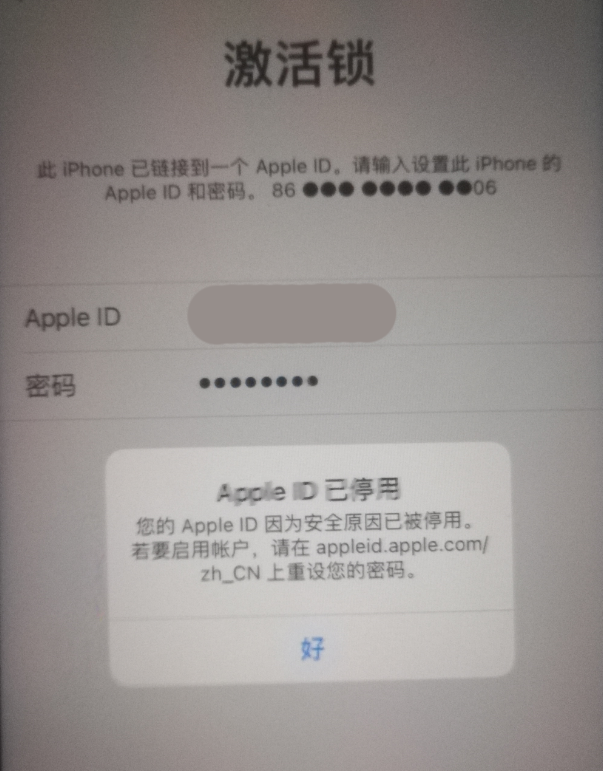 甘肃苹果手机维修分享iPhone 12 出现提示“Apple ID 已停用”怎么办 