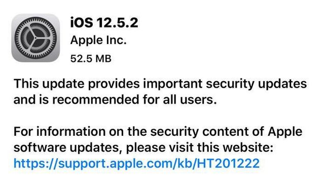 甘肃苹果手机维修分享iOS12.5.2发布，建议所有老苹果用户安装 